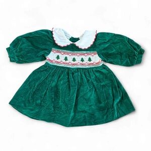 Polly Flinders vintage Green Holiday christmas Dress baby 6months
